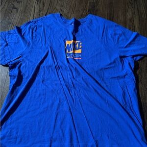 Nike Royal Blue Men's Tee with Orange Logo